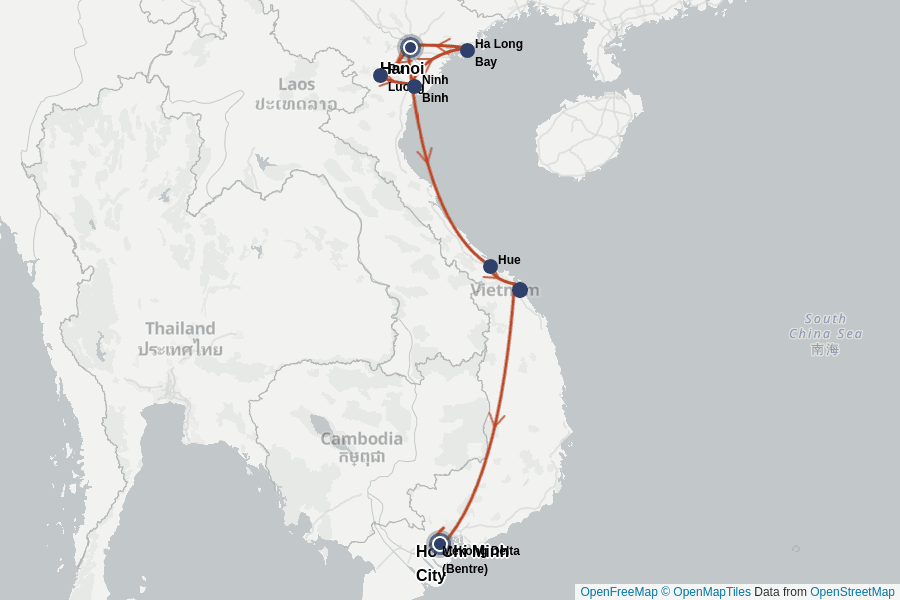 Itinerary Map image for Vietnam entdecken – 15 Tage Kultur & Natur