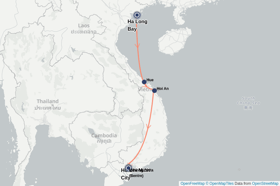 Itinerary Map image for Privatreise: Vietnam
