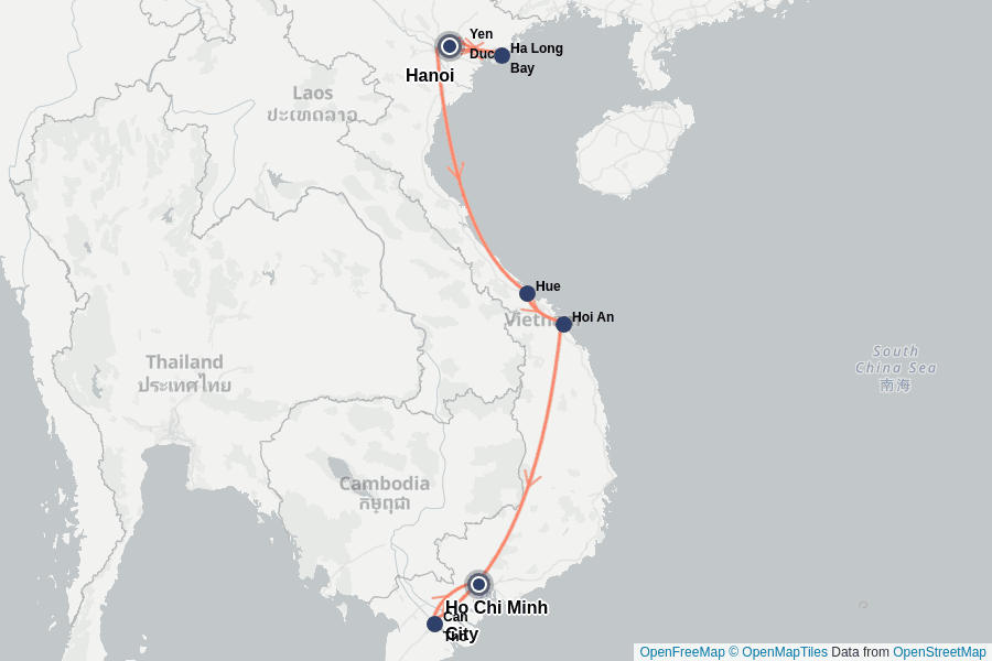 Itinerary Map image for Vietnam Kompakt: Die Höhepunkte des Landes