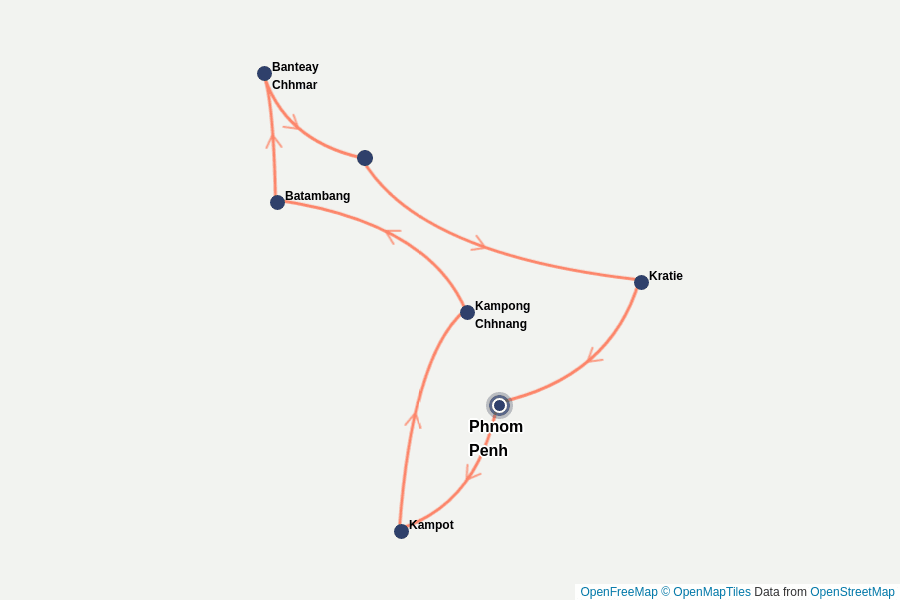 Itinerary Map image for Kambodscha erleben – Tempel, Pfeffer & Meer