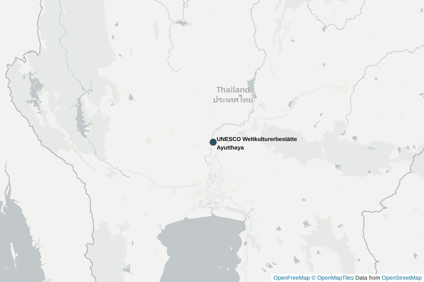 Karte von UNESCO Weltkulturerbestätte Ayutthaya